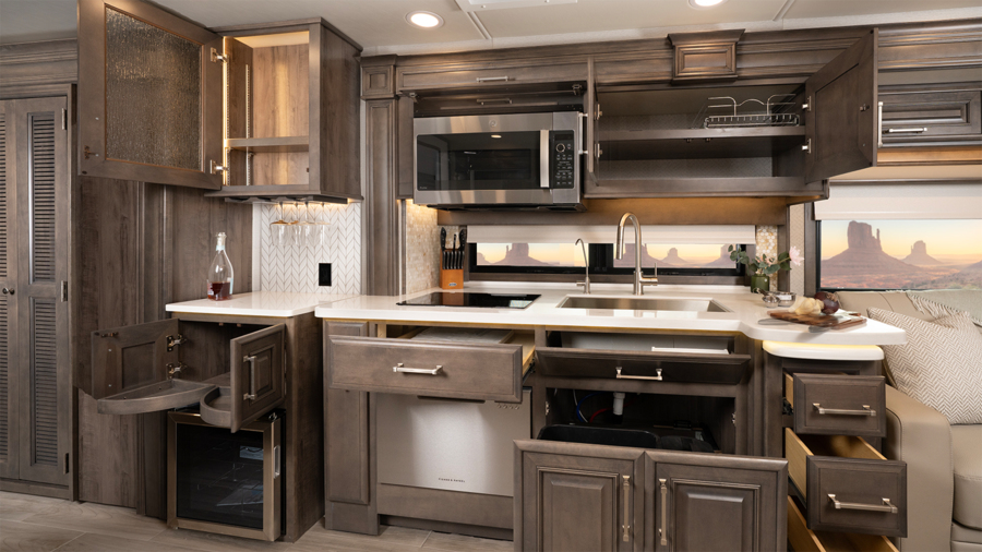 Aspire 44R Kitchen Drawers and Cabinets Open